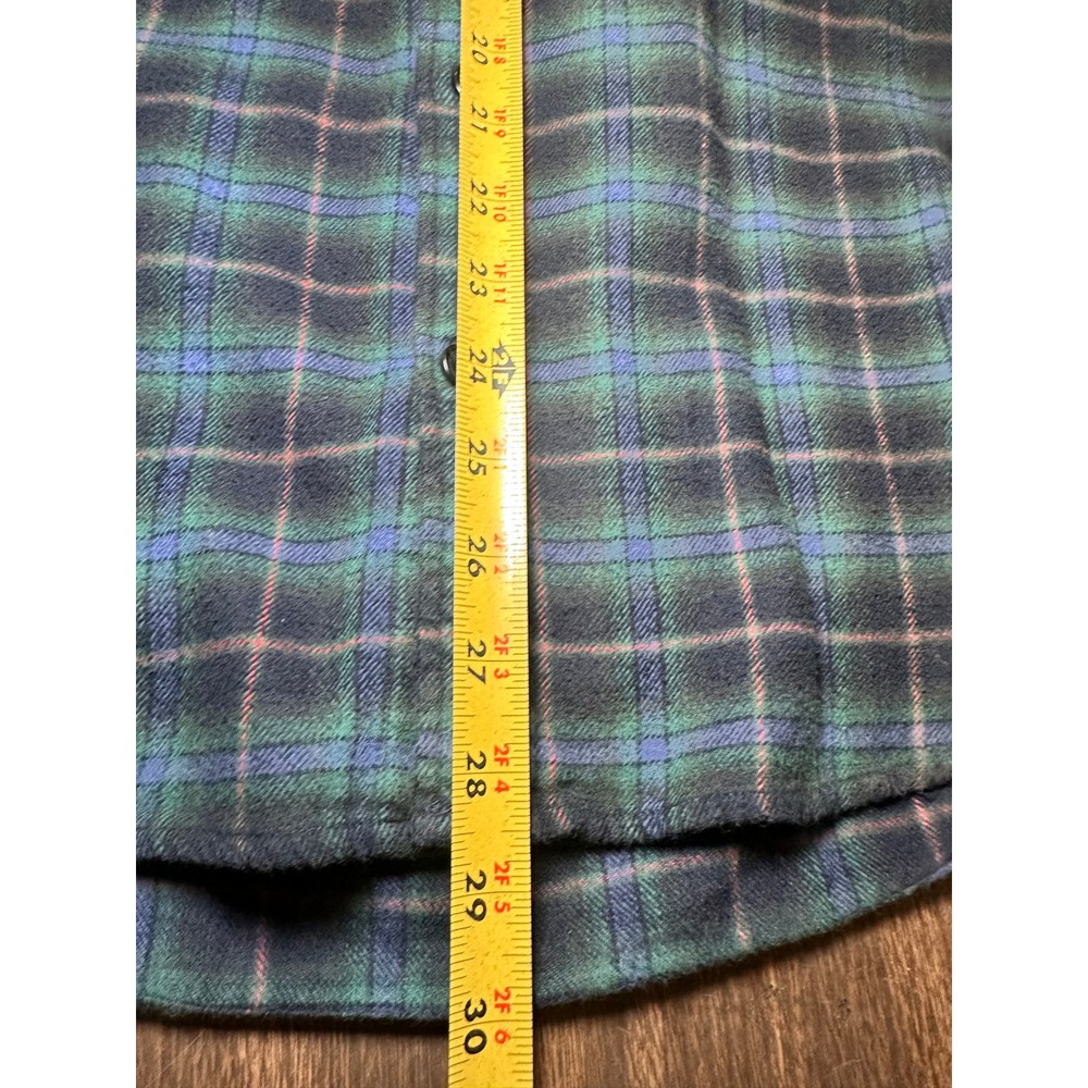 Gap Mens Flannel Plaid Button Down Shirt Navy Green Standard Fit Medium - Picture 10 of 10